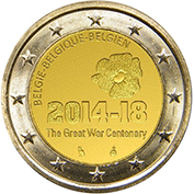 Bélgica 2 Euro 2014 Centenário da 1ª Guerra Mundial