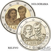 Luxemburgo 2 Euro 2021 40 Anos Casamento Grão Duque Guilherme * 2 MOEDAS